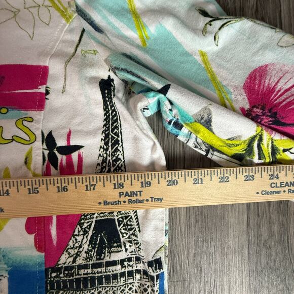 Onque Casual Paris Eiffel Tower Floral Full Zip Jacket Women’s Size Large L - Picture 5 of 5